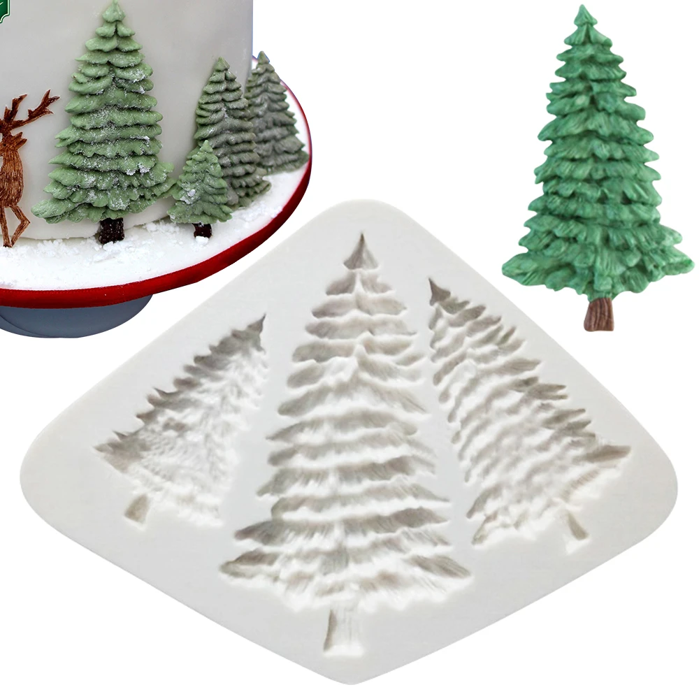 1Pc 3 Grids Tree Silicone Fondant Mold Cake Decorating Tool Chocolate Molds Cupcake Sugarcraft Candy Cookie Mould Baking Tools | Дом и сад