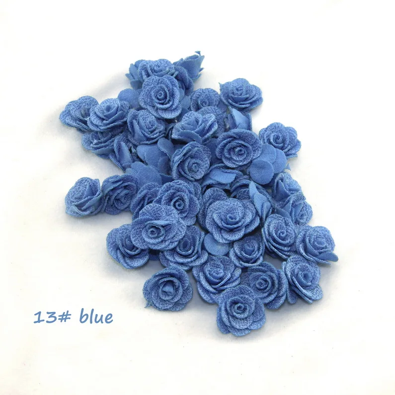 13 blue 24 шт./пакет искусственная Камелия цветок 2,5 см Шифоновый Цветок для волос DIY принадлежности Свадебный букет домашнее украшение - Цвет: 13 blue