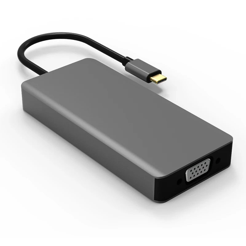 USB C HDMI концентратор 3 0 rj45 адаптер Тип VGA конвертер с устройство для чтения карт SD TF
