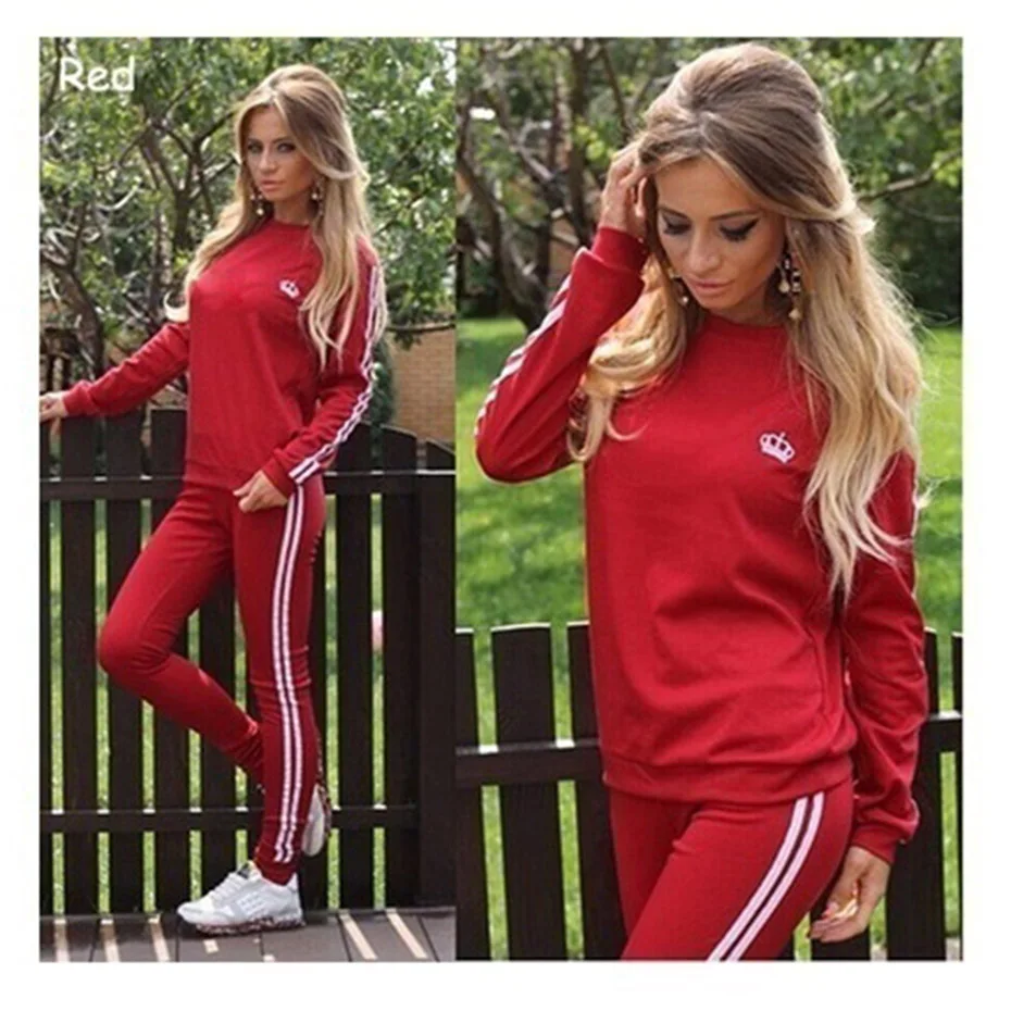 Новинка 2018 женские спортивные костюмы пуловер с длинными рукавами штаны топы