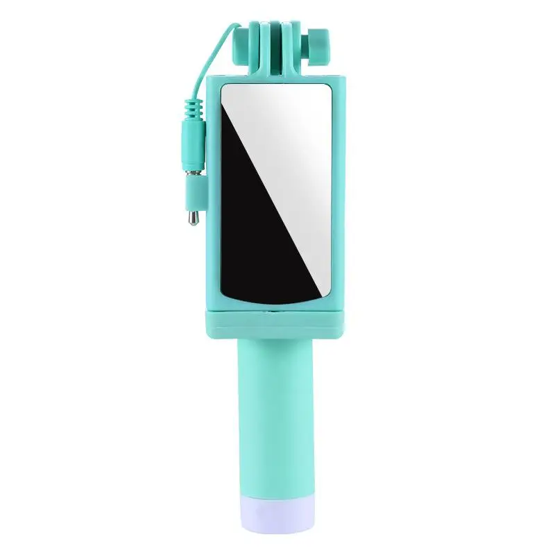 Mint Green Yiwa Мини Выдвижная палка для селфи из нержавеющей стали с зеркалом заднего вида для телефона Android - Цвет: Mint Green