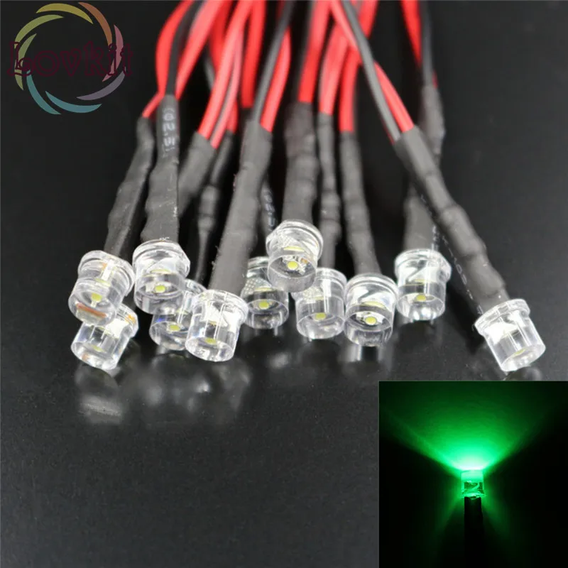 500 шт. 5 мм плоский верх Предварительно проводной резистор 12 В DC 20 см LED 100X каждый