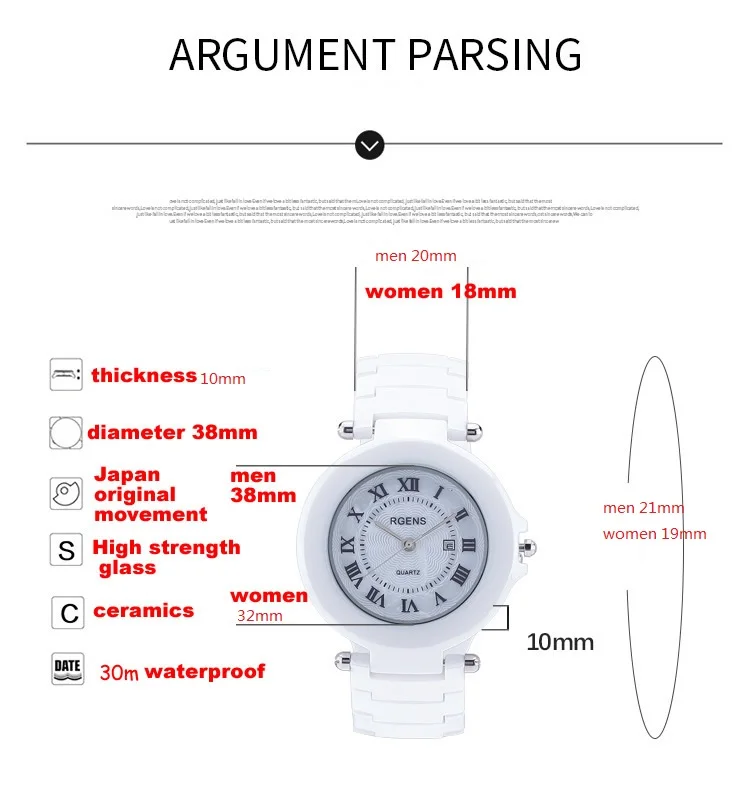 Бизнес Мужские и женские часы 100% КЕРАМИЧЕСКИЕ Кварцевые водонепроницаемые
