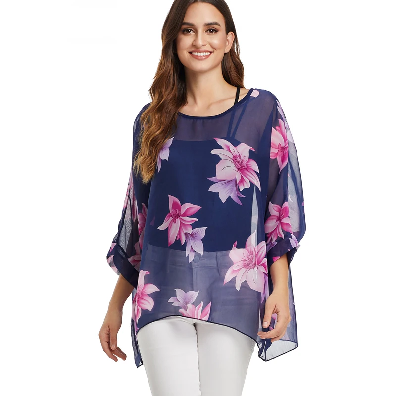 Женская шифоновая блузка с леопардовым принтом размеры до 6XL|Блузки| |