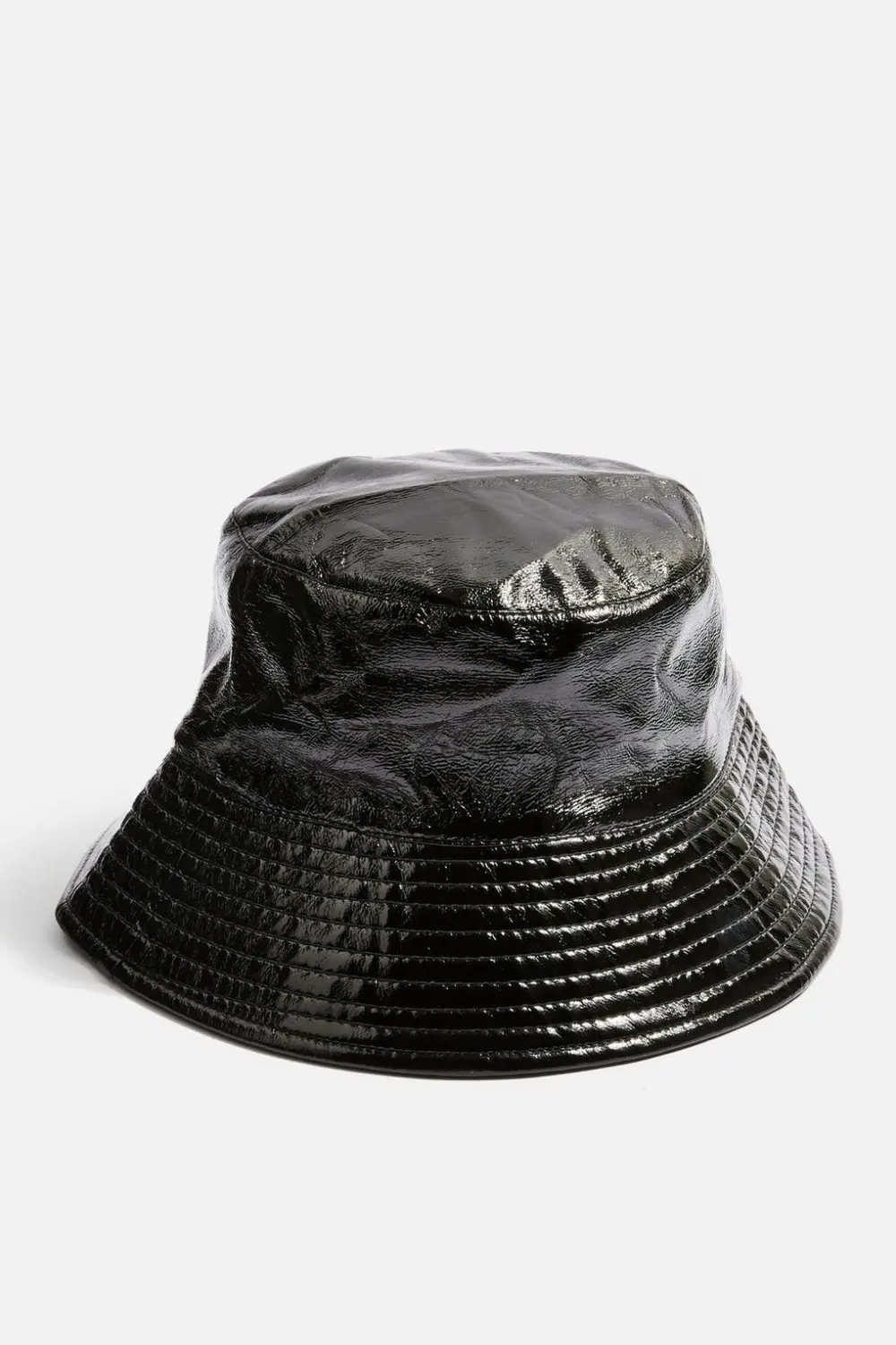 MinanSer Women's Solid Color Black Shining PU Bucket Hats Women Harajuku Cap Men's Hat Sunhat | Аксессуары для одежды