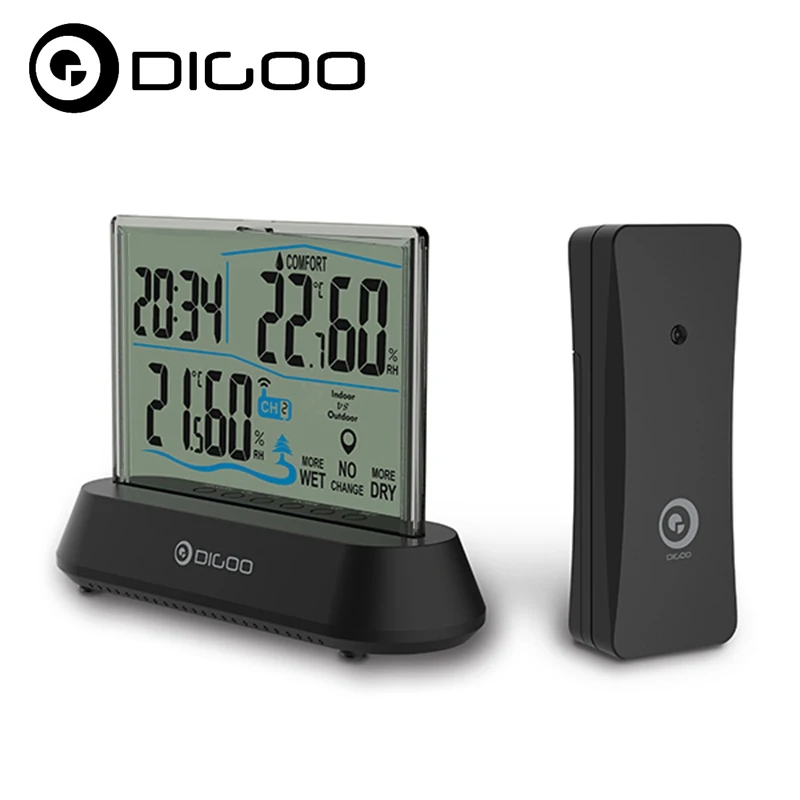 Digoo DG TH1001 беспроводной прозрачный экран в и открытый гигрометр термометр
