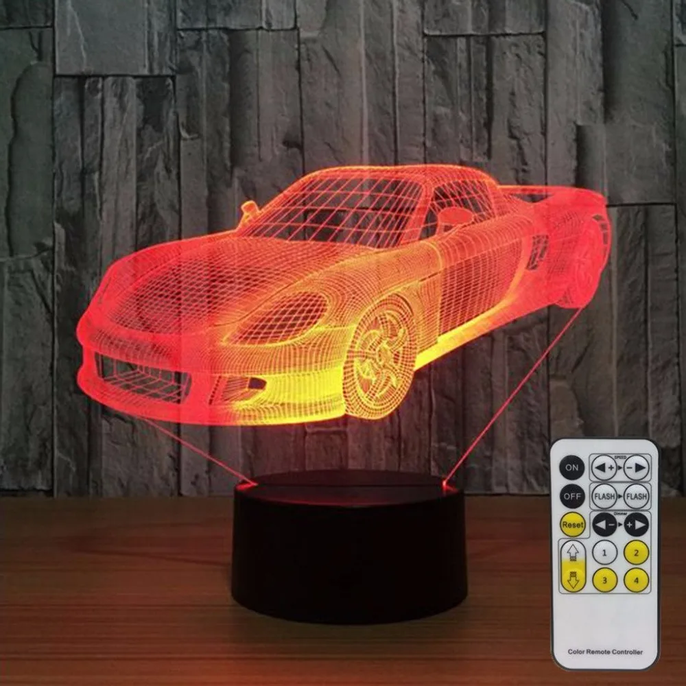 Автомобиль настольная лампа 3D ночные светильники для детей с пультом