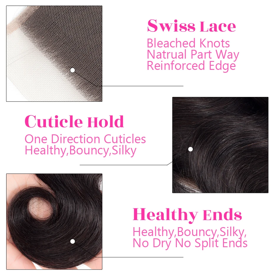 Lace Closure 4x4 Brazilian Body Wave Remy Hair Natural Color Free Middle Three Part 100% Human Can Do Wigs For Black Women | Шиньоны и