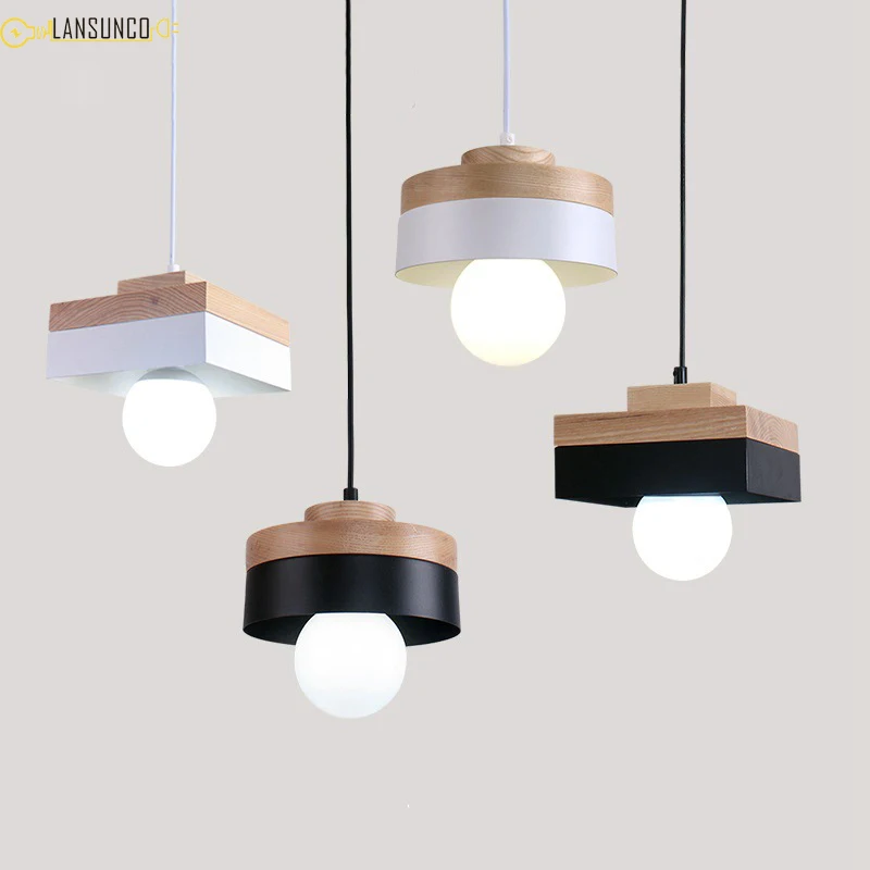 Скандинавские подвесные светильники современный светодиодный деревянная