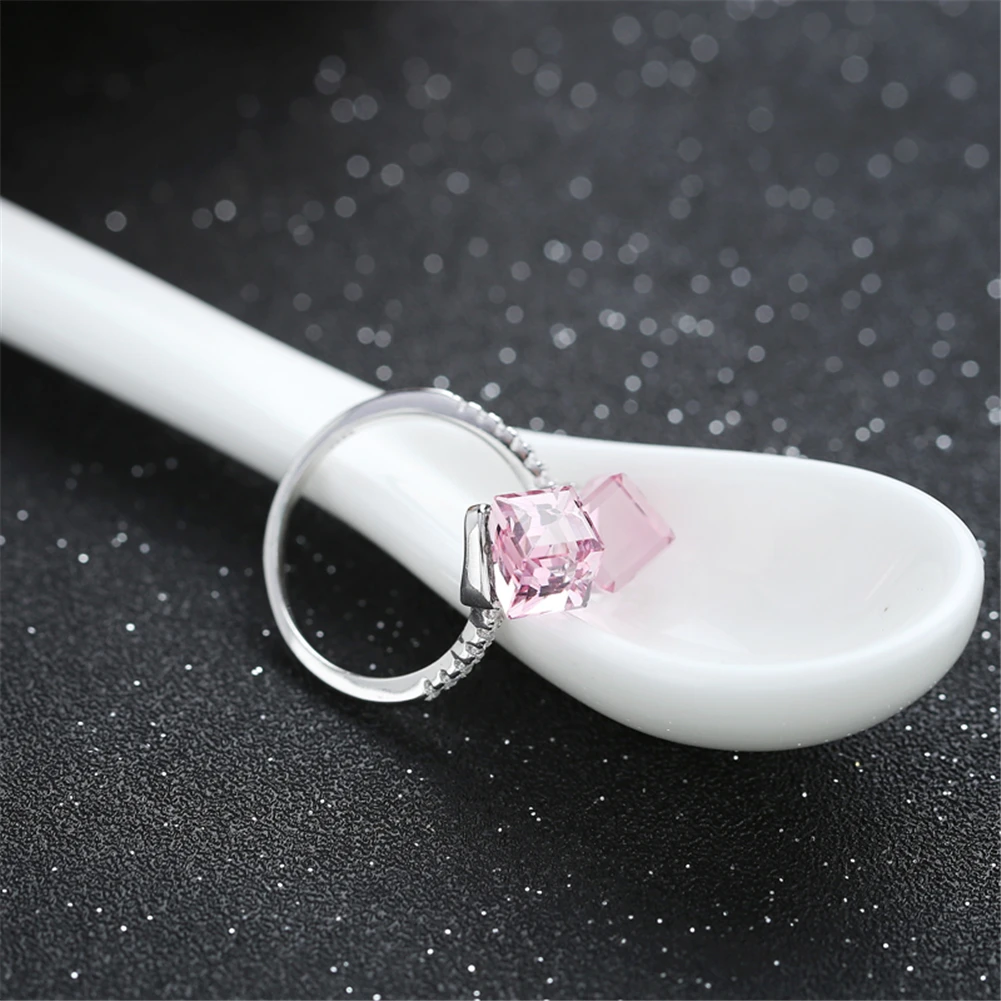 Женское кольцо из серебра 925 пробы с розовым кристаллом|925 sterling silver ring|sterling ringsrings