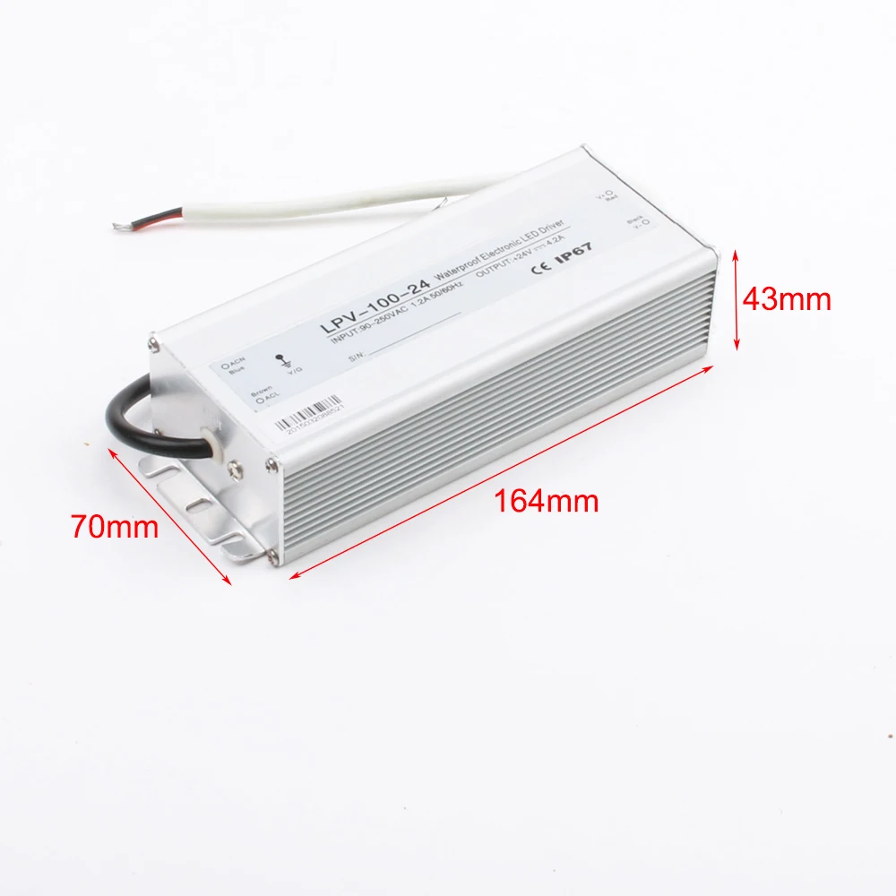 LPV-100W-24V AC DC converter waterproof IP67 Single Output Transformer Electronic Driver Switch Power Supply for LED lighting |