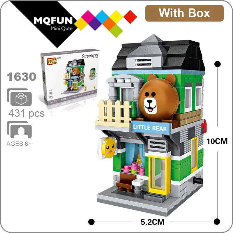 LOZ 1630 With Box LOZ мини-блок улица город 3d Строительные блоки дом мультфильм магазин модель DIY сборки игрушки для детей Обучающие аниме развлечения - Цвет: LOZ 1630 With Box