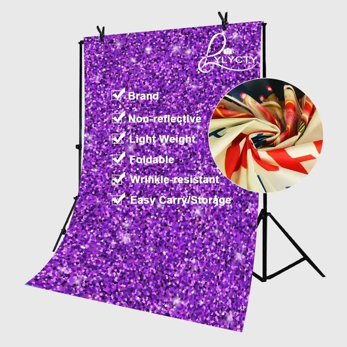 5x7ft Color Sequin Photography Backdrop Millennial Violet Photo Studio Background Props | Электроника