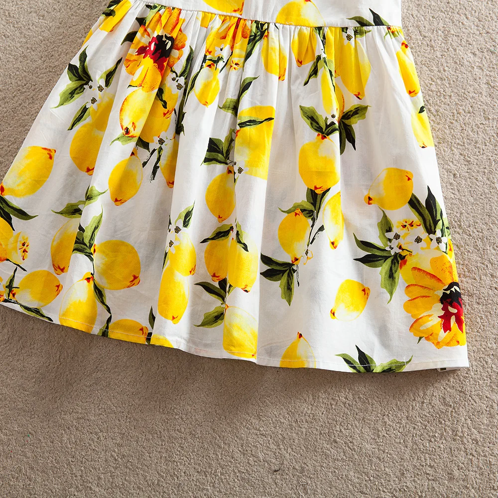 girl party dress Sleeveless cotton baby Lovely The Lemon pattern dresses design princess style clothes | Детская одежда и обувь