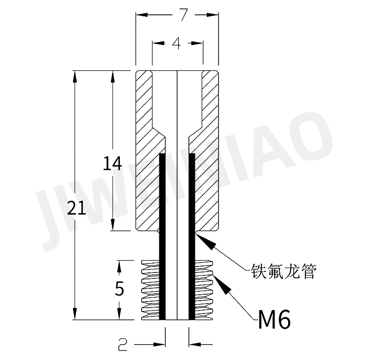JIWEINIAO V6 Dual Hotend J-head Throats Тепловой разрыв для 1,75/3,0 мм/4,1 мм обновление нити 2 в 1 из горла 3d части принтера F1