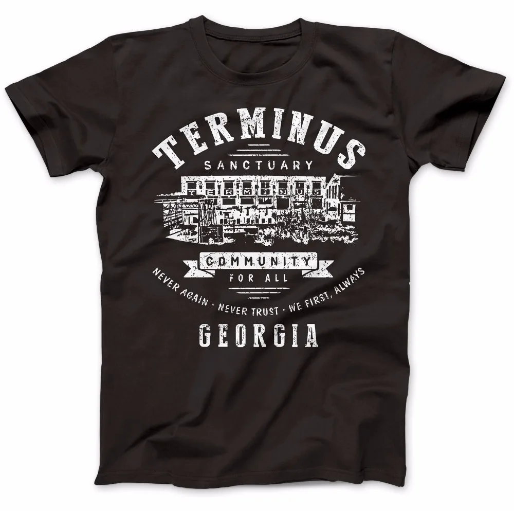 

New Pure Cotton Short Sleeves Hip Hop O-Neck T Shirt Terminus Sanctuary Georgia Zombie Sleeve T Shirt