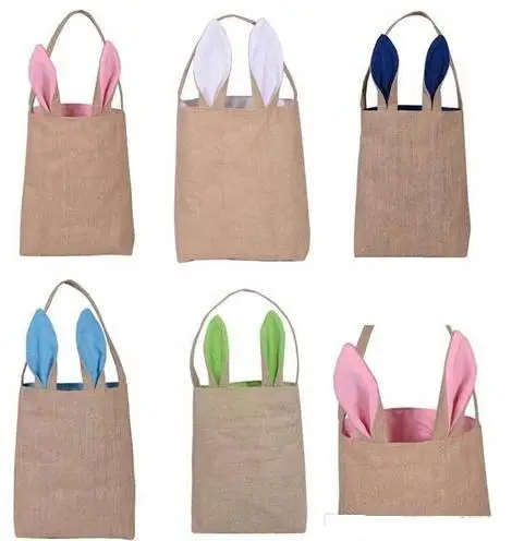 Сумка из хлопка и льна для охоты на пасхальные яйца сумка тоут с ушами зайчика