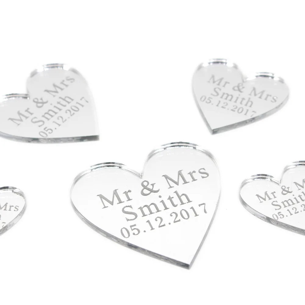 

50 Pieces Personalized Engraved Baby Baptism Hangs Love Heart Wedding Table Decoration Favors Customized Tags