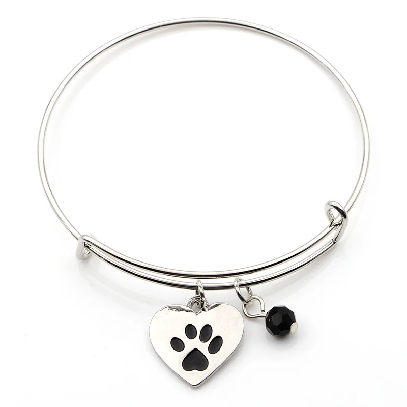 Винтаж Шарм DIY Браслеты Товары для собак отпечаток лапы Регулируемый Провода