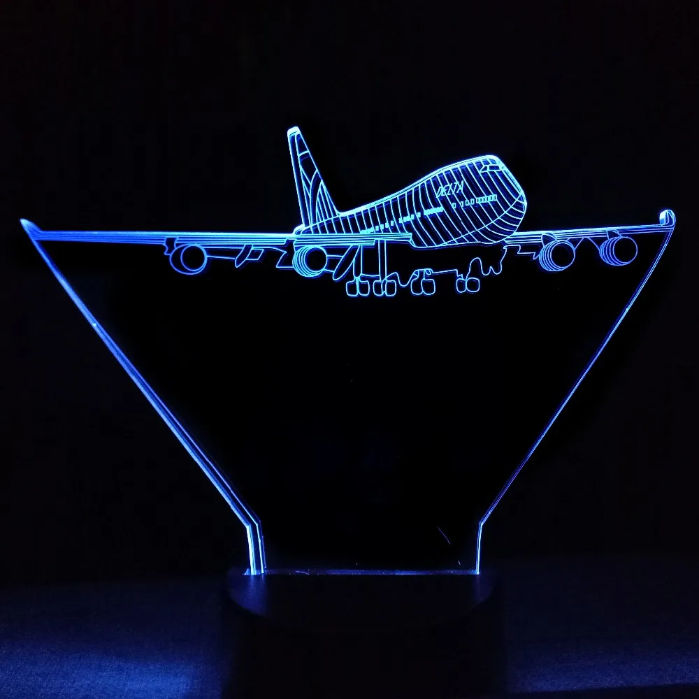 3d лампа в виде летающего самолета декоративная настольная RGB для настроения