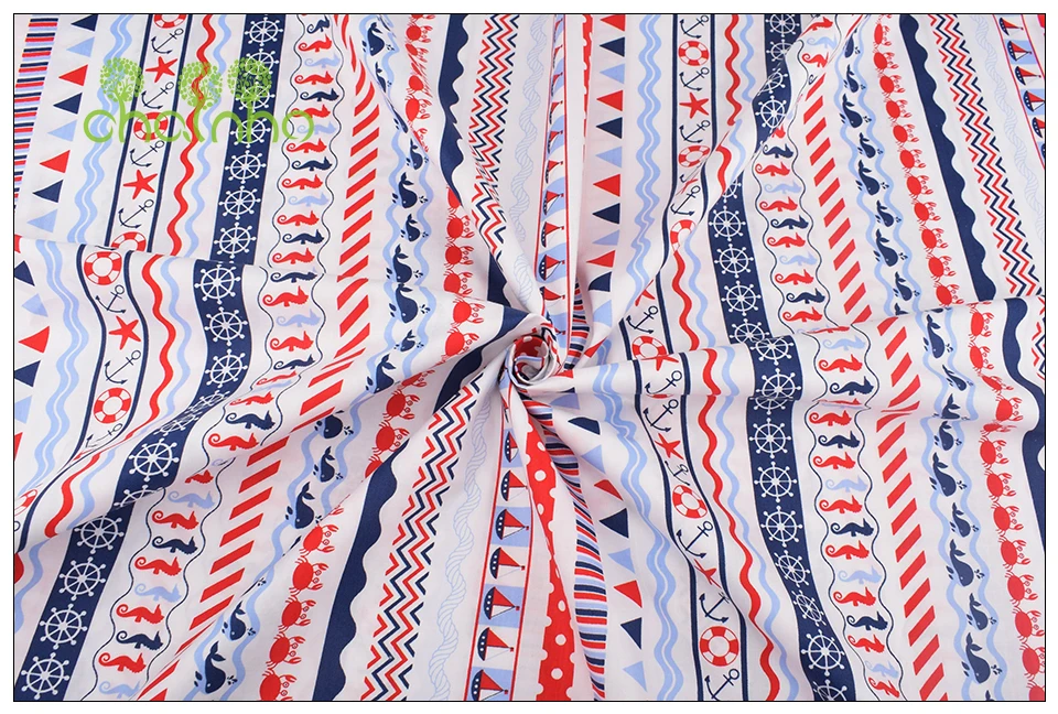 Chainho, Ocean Series,Printed Twill Cotton Fabric,Patchwork Cloth For DIY Sewing Quilting Baby&Children's Material,100x160cm