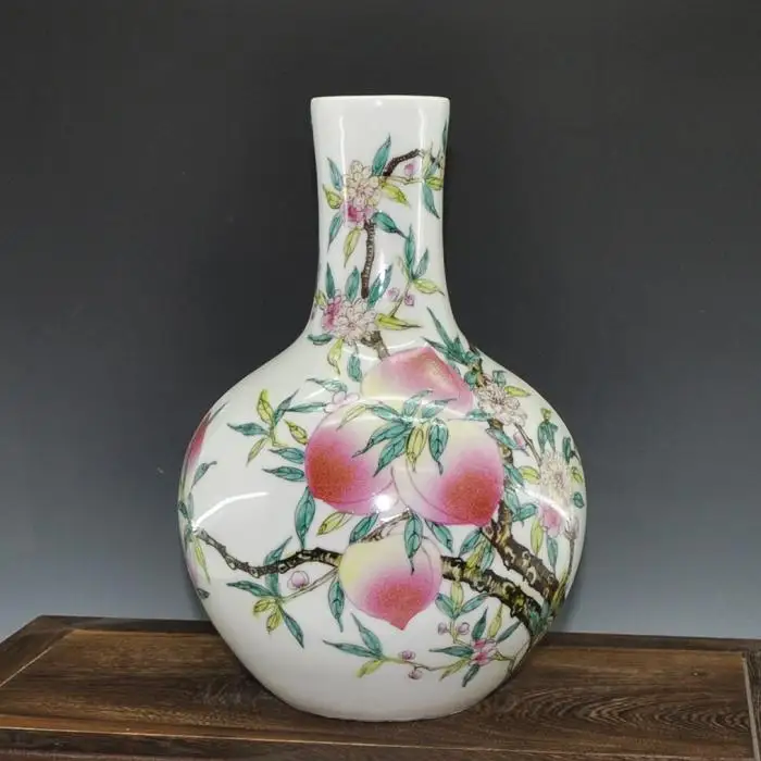 

Chinese antique porcelain hand made & hand painted peach ceramic vase