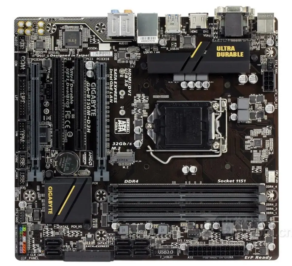 Для Gigabyte GA B150M D3H оригинальная б/у материнская плата B150 розетка LGA 1151 DDR4 USB3.0 SATA3 PCI