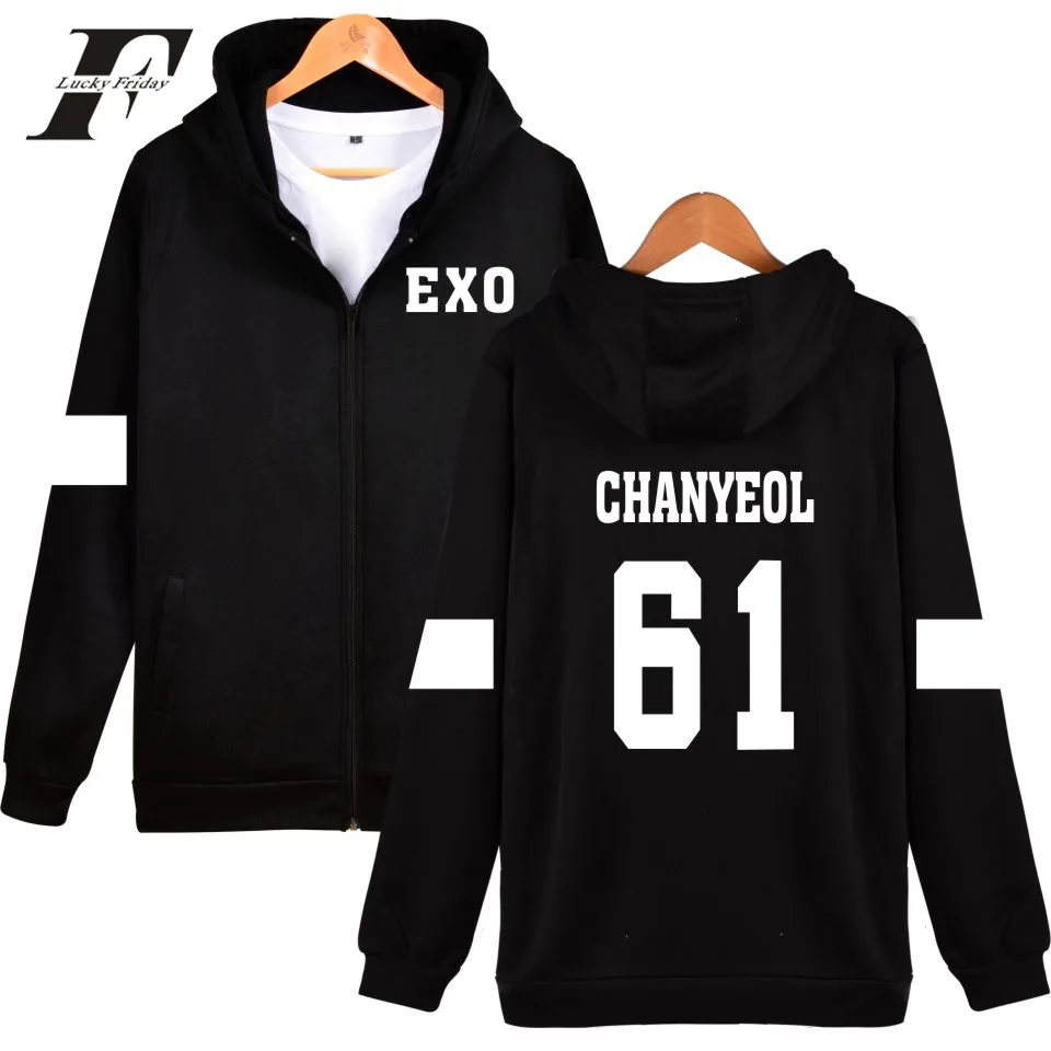

Толстовка LUCKYFRIDAYF K-pop EXO с капюшоном, мужское корейское популярное зимнее пальто в стиле хип-хоп, модные мужские толстовки, свитшоты, повседне...