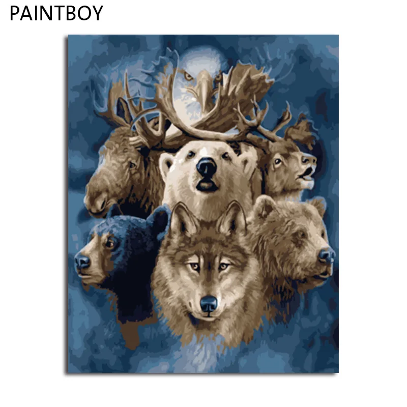 PAINTBOY Подставил Картинки DIY картина маслом по номерам Home Decor Wall Книги по искусству животного живопись и каллиграфия
