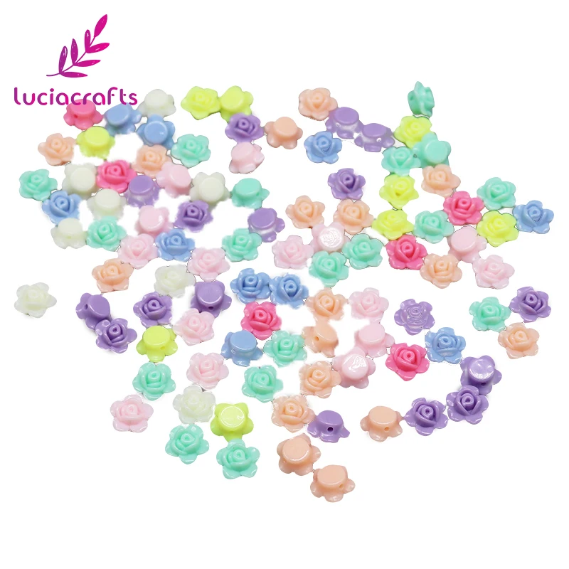 Lucia crafts 50 шт./лот случайный смешанный цветок розы Акриловые Flatback DIY Скрапбукинг