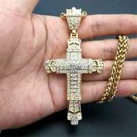 religious cross men jewelry necklace gold color stainless steel crucifix pendant chain necklaces for man dropshipping xl1048
