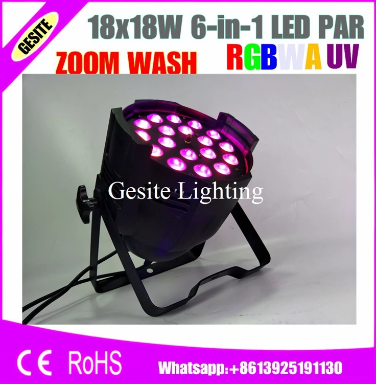 Бесплатная доставка 6 шт./лот концертная сцена в 1 zoom wash led par can 18x18w ip25 rgbw с