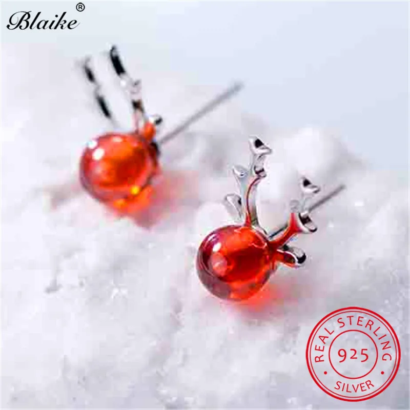 Женские серьги-гвоздики Blaike милые серьги с красными кристаллами из