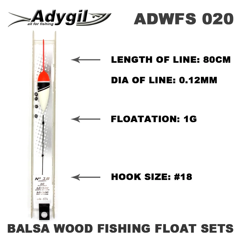Набор деревянных поплавков для рыбалки adyгил Balsa ADWFS 020 поплавок 1 г Длина лески 80