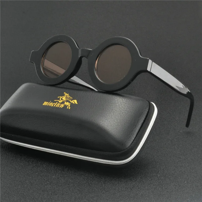 black brown Винтажные Круглые Солнцезащитные очки для женщин, брендовые дизайнерские солнцезащитные очки, женские модные очки в стиле ретро, маленькие круглые очки, UV400 FML - Цвет линз: black brown