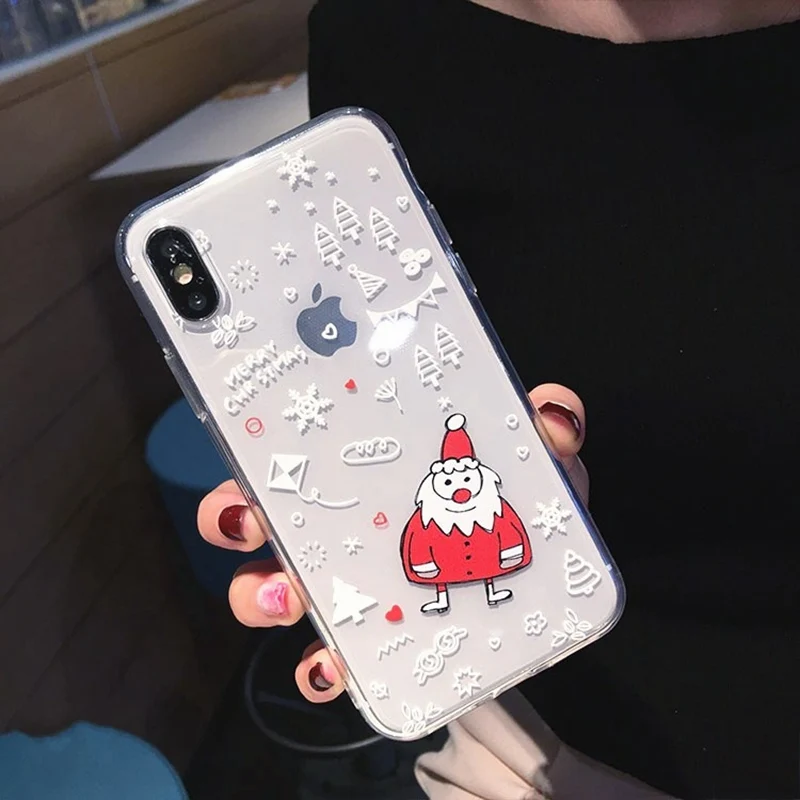 Рождественский снеговик Прозрачный чехол для iphone 7 6s 8 6 Plus X 10 XR мягкий милый XS Max