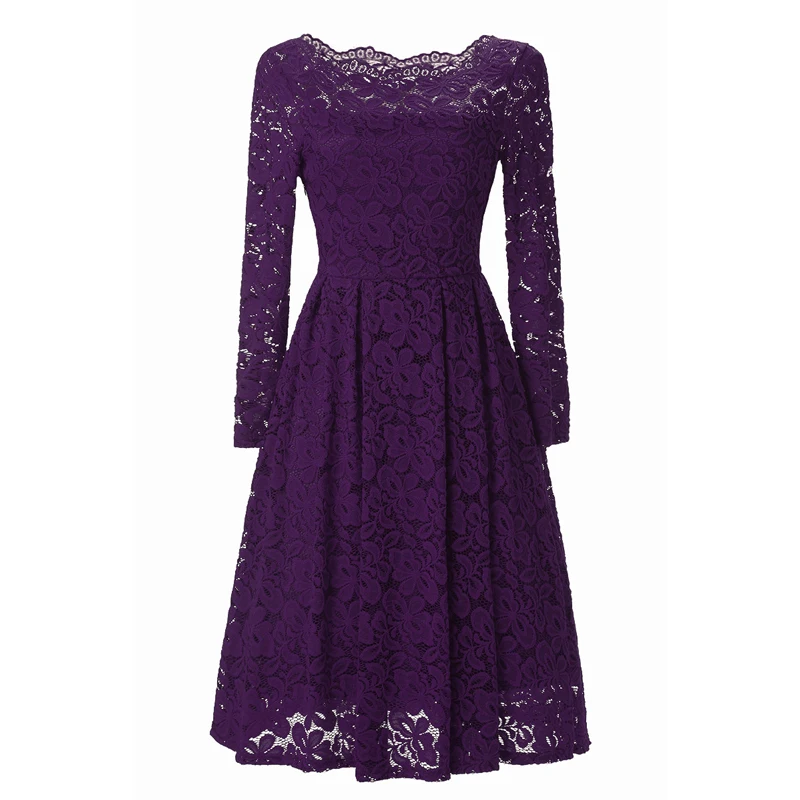 Новый ретро рокабилли Винтаж кружевное платье Для женщин осень с длинным рукавом