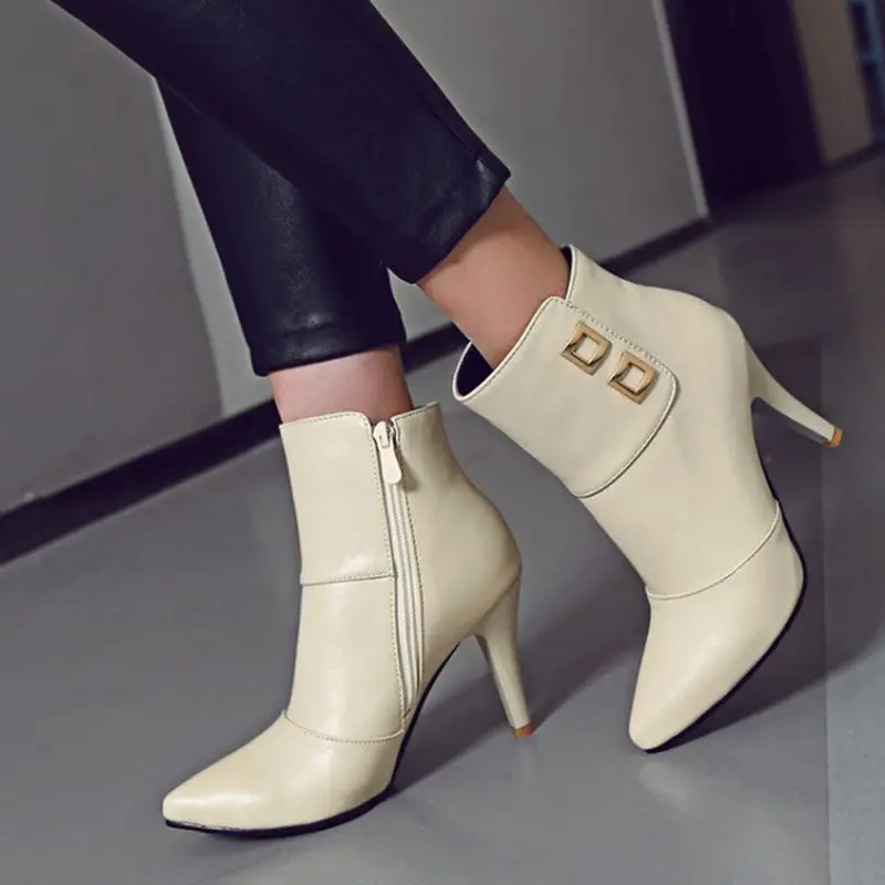 2017 г. Botas Mujer зимние ботинки новые женские с острым носком и пряжкой пикантные