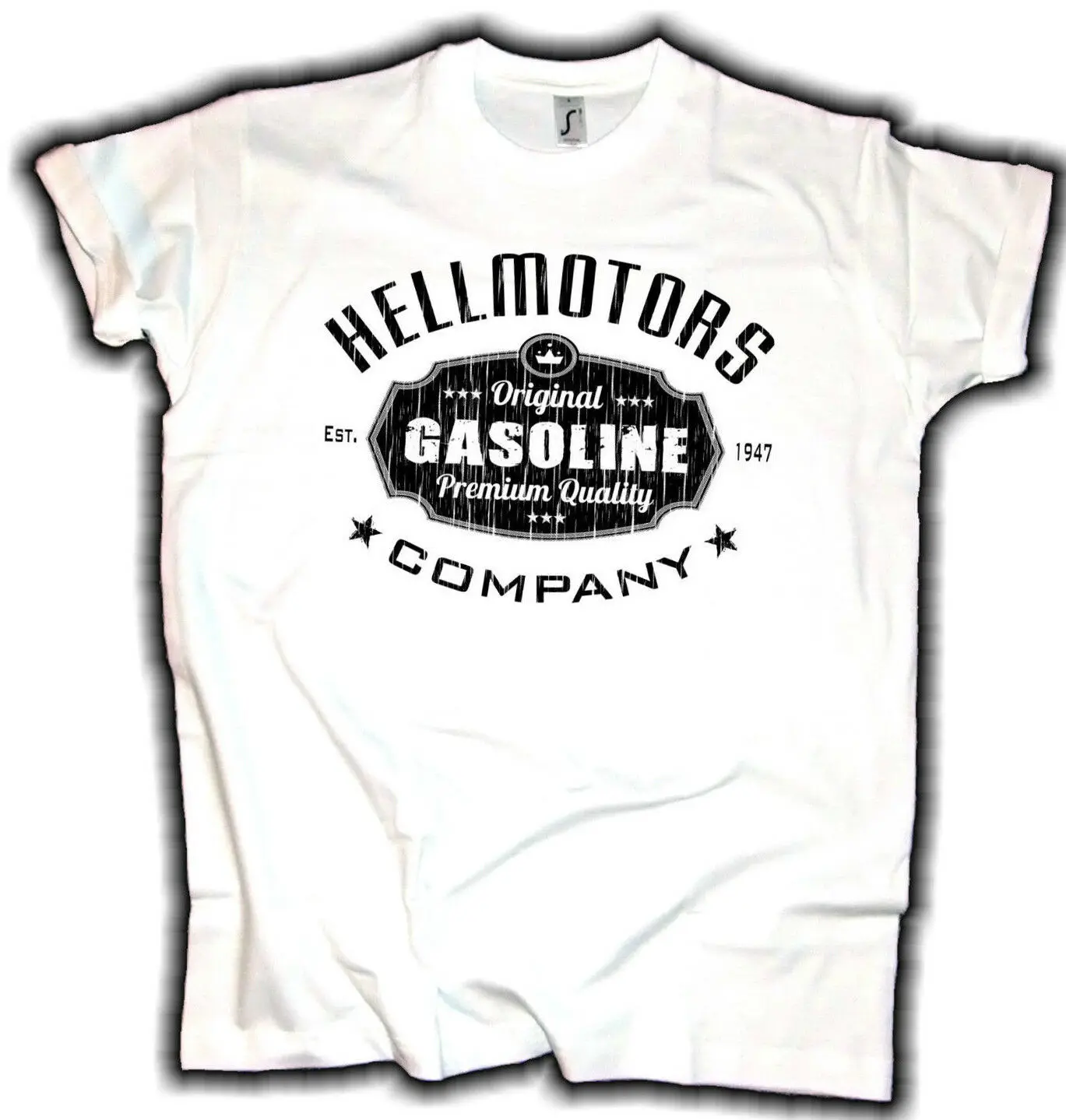 Футболка с бензиновым принтом Weiss Oldschool Rockabilly V8 Hellmotors Biker Hot Rod Tees 2019|Мужские