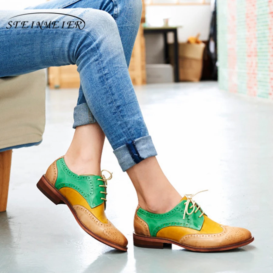 Женские туфли оксфорды из натуральной кожи на плоской подошве|Обувь без каблука|