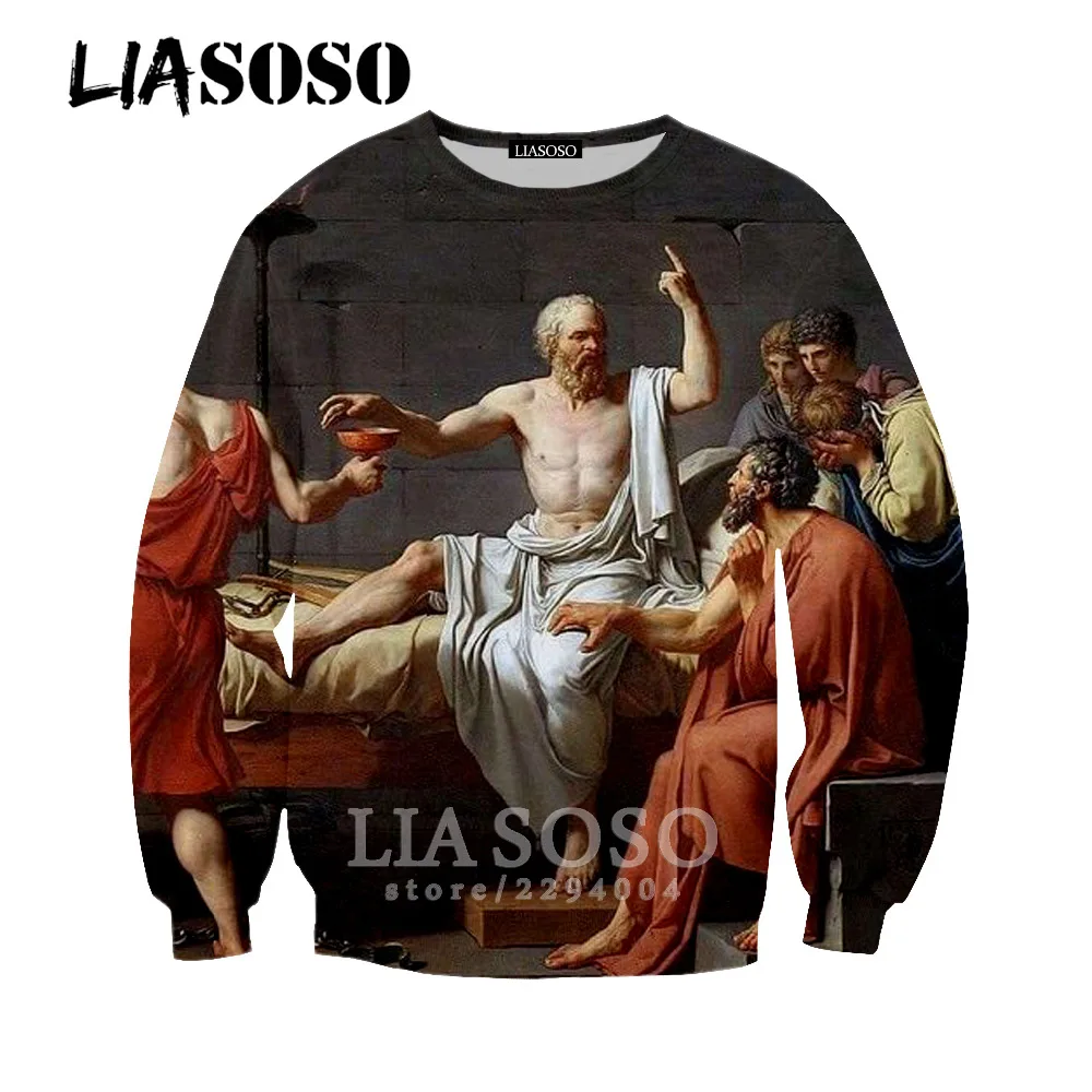 LIASOSO David Michelangelo Printed statue print Fun Harajuku tshirt Socrates Plato Napoleone Blessed Virgin lo17 | Мужская одежда