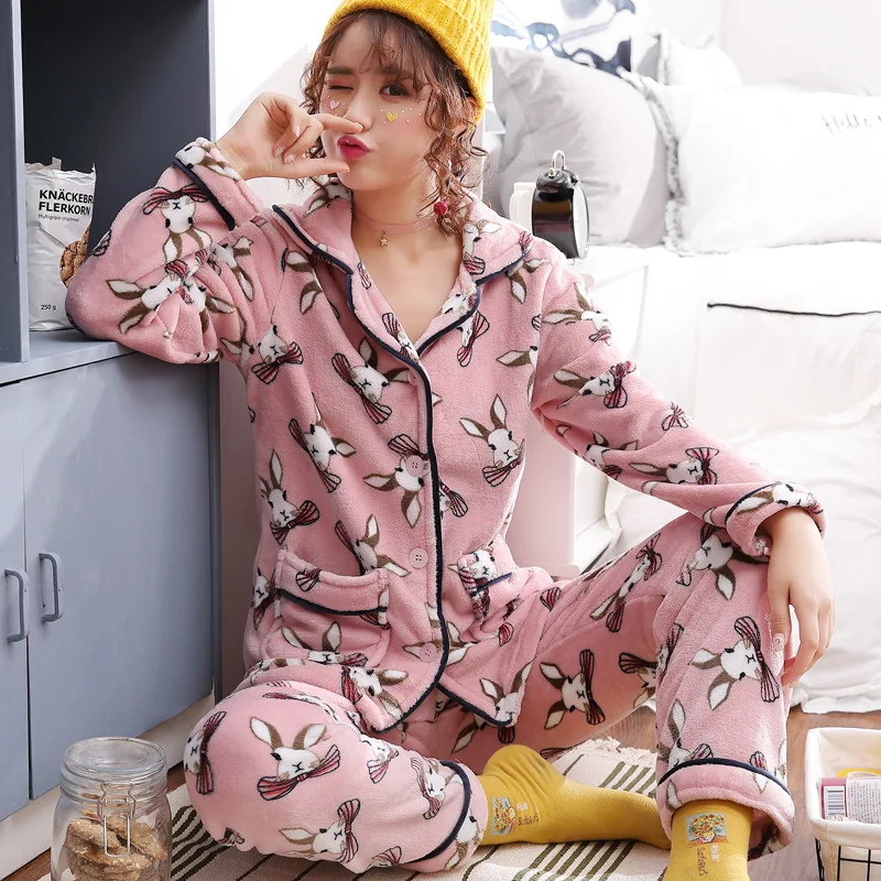 2018 зимняя женская теплая Пижама сексуальный пижамный комплект для женщин