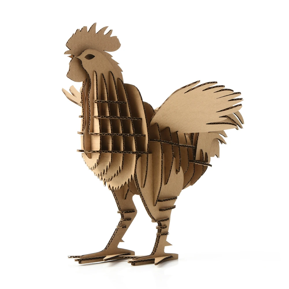 3d Puzzle Rooster New Year Gifts Cute Kids Craft Paper Model DIY Art Cardboard Animal Chicken Toys Children Educational Game | Игрушки и
