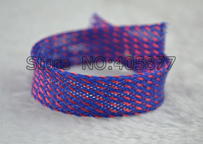 16 мм нейлоновая сетка фиолетовый + красный экран оплетка рукав для DIY HIFI аудио