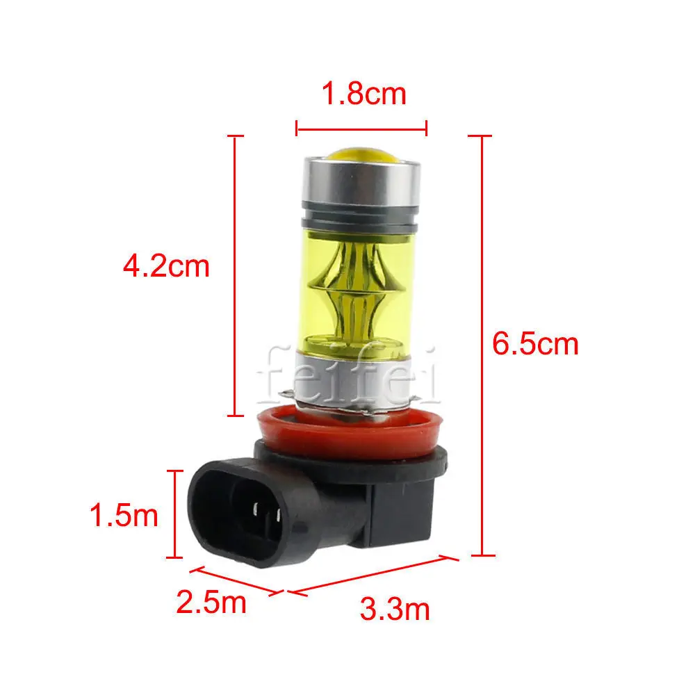 2X Автомобильная противотуманная фара H1 H3 H7 H8 H11 9006 1156 1157 7440 HB4 100 Вт LED12V для DRL