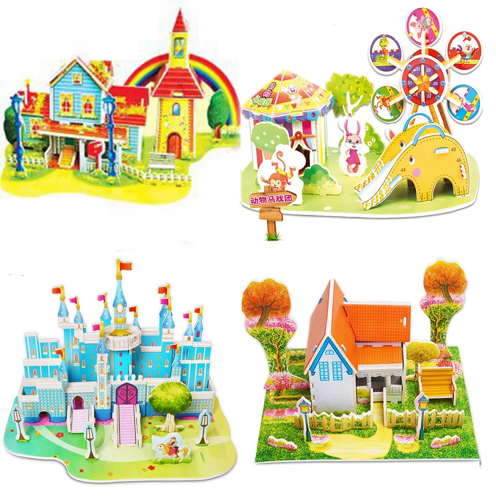 Забавные 3D Пазлы сделай сам Детские Игрушки для раннего обучения строительные