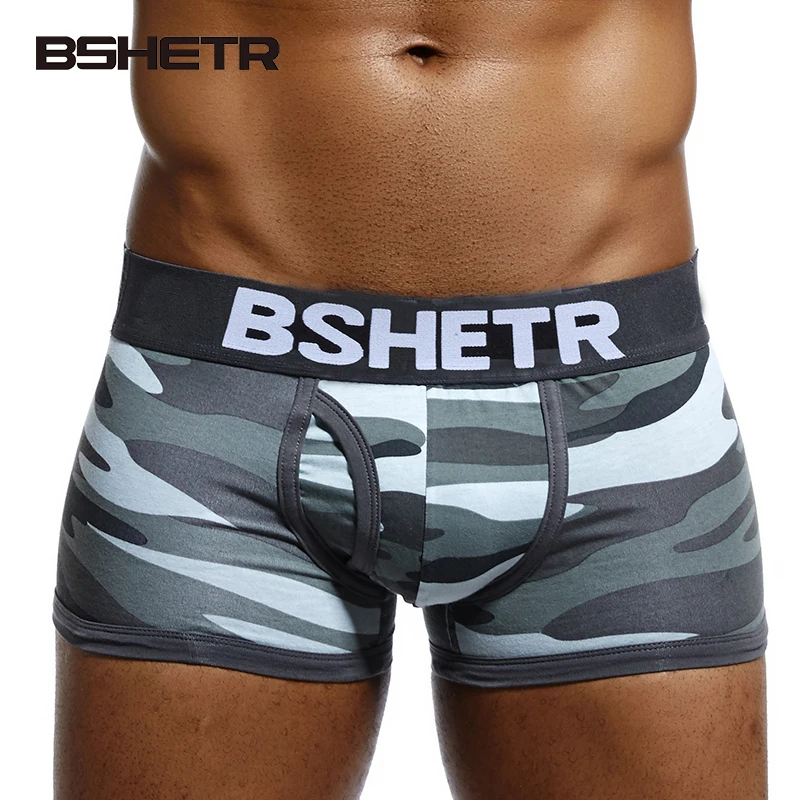 

BSHETR Brand Male Underwear Sexy Men Boxer Shorts Soldier Breathable Cotton U Convex Boxers Homme Tide Camouflage Printed Cueca