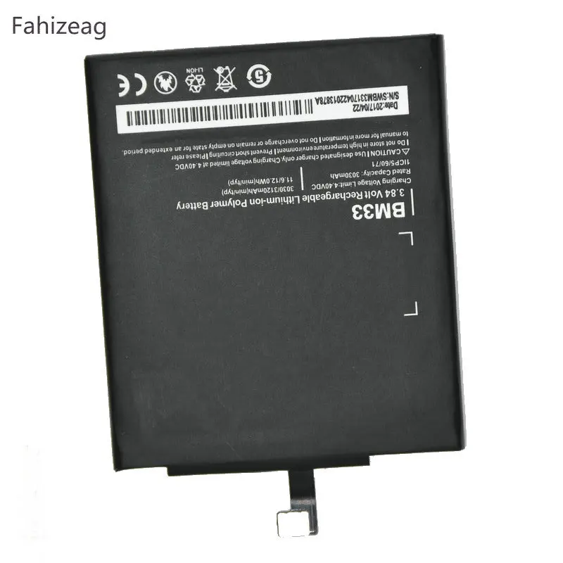 Fahizeag 3030mAh 11.6Wh BM33 BM 33 3.84VDC телефон Замена литий полимерный аккумулятор для Xiaomi Mi4i Mi
