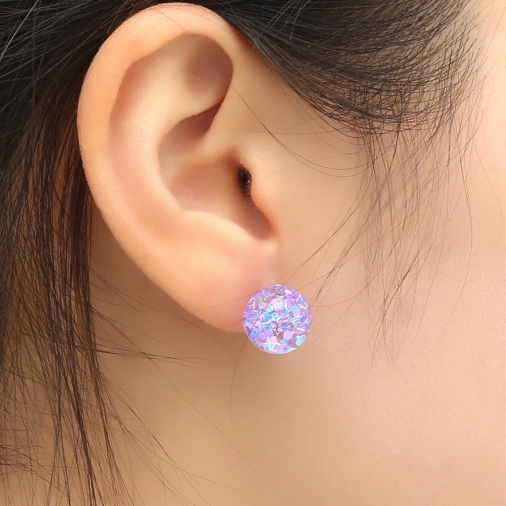 Красочные прозрачные серьги гвоздики в форме шара милые из смолы виде фруктов