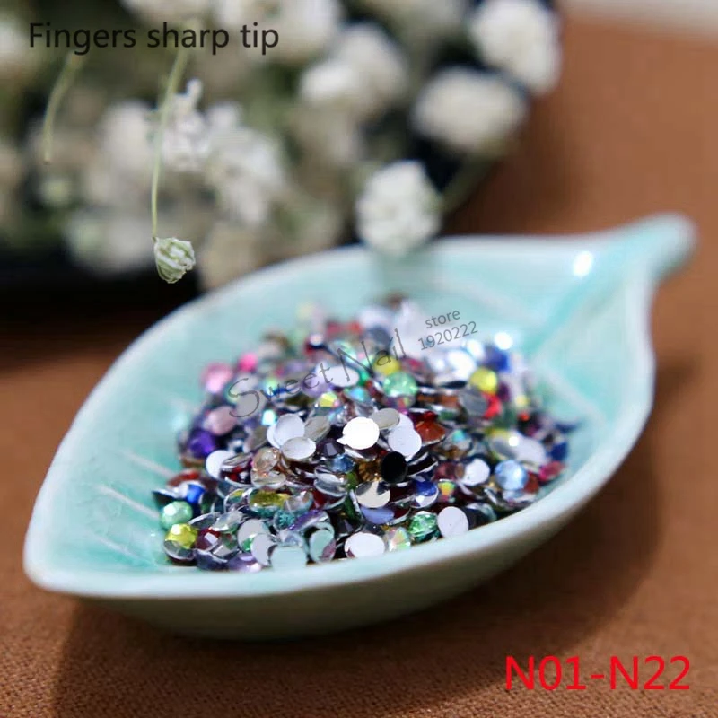 

1000 pcs 5mm Dither 14 Facets Resin Round Rhinestone Sparkling Rhinestones Nail Art Decoration DIY N01-N22